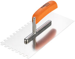 NEO TOOLS Acél simító, fogazott, rozsdamentes, 270x128mm, 8x8x8mm, fa markolat (50-163) - neo24