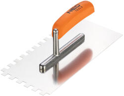 NEO TOOLS Acél simító, fogazott, rozsdamentes, 270x128mm, 10x10x10mm, fa markolat (50-164) - neo24