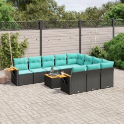 vidaXL 11 részes fekete polyrattan kerti ülőgarnitúra párnákkal (3227184)