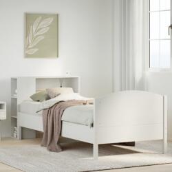 vidaXL fehér tömör fenyőfa könyvespolcos ágy matrac nélkül 75 x 190 cm (3323090)