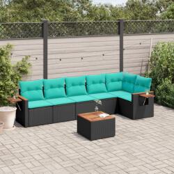 vidaXL 7 részes fekete polyrattan kerti ülőgarnitúra párnákkal (3226834)