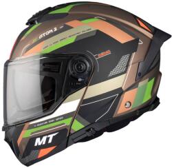 MT Helmets MT ATOM 2 SV BAST A6 felnyitható motoros bukósisak matt barna-fekete-zöld