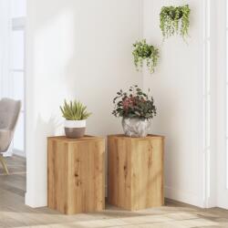 vidaXL 2 db kézműves tölgy szerelt fa növénytartó állvány 30x30x50 cm (852923) - vidaxl