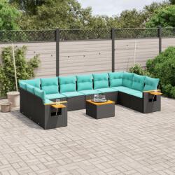 vidaXL 11 részes fekete polyrattan kerti ülőgarnitúra párnákkal (3227170)