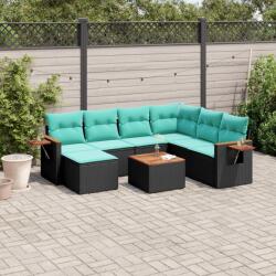 vidaXL 8 részes fekete polyrattan kerti ülőgarnitúra párnával (3227051)