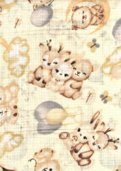  Mintás textil pelenka 1db-os - Őzike, Nyuszi, Maci bézs - babyshopkaposvar