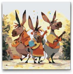  Festés számok szerint - Éneklő szamarak Méret: 50x50cm, Keretezés: Kerek keret