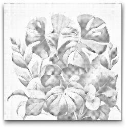 PontPöttyöző - Monstera akvarell árnyalatokban Méret: 50x50cm, Keretezés: Kartonlemezen, Szín: Zöld