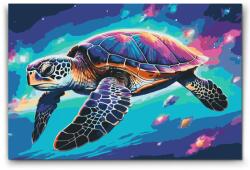  Festés számok szerint - Szivárvány teknős Méret: 40x60cm, Keretezés: Kartonlemezen