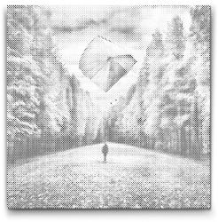  PontPöttyöző - Sárkányeregetés az erdő közepén Méret: 50x50cm, Keretezés: Kartonlemezen, Szín: Fekete