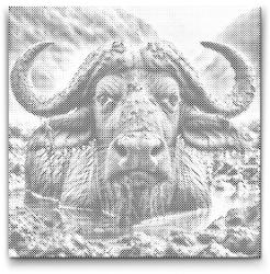  PontPöttyöző - Vízibivaly Méret: 50x50cm, Keretezés: Keret nélkül (csak a vászon), Szín: Kék