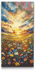 Gyémántszemes kirakó - Virágmező alkonyatkor Méret: 40x80cm, Keretezés: Műanyagtáblával, Gyémántok: Kerek