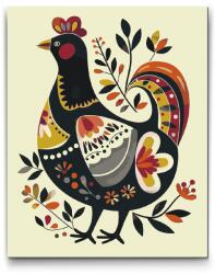  Festés számok szerint - Északi népművészet - Csirkék Méret: 30x40cm, Keretezés: Keret nélkül (csak a vászon)