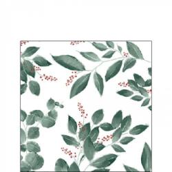 Ambiente Leaves and berries white papírszalvéta 25x25cm, 20db-os