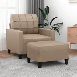 vidaXL Fotoliu canapea cu taburet, cappuccino, 60 cm, piele ecologică (3201013) Canapea