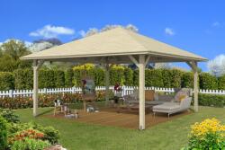 SKAN HOLZ Kerti pavilon négyszögletű szaletli Cannes 439 x 439 cm, natúr kezeletlen faanyag (371761-00-31)