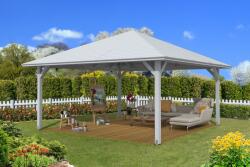 SKAN HOLZ Kerti pavilon négyszögletű szaletli Cannes 439 x 439 cm, fehér (371761-11-31)