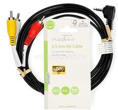 Nedis CVGL22400BK20 audió - videó kábel, 3, 5 mm, 3x RCA apa Nikkelezett, 2, 00 m, kerek, PVC, Fekete (CVGL22400BK20) (CVGL22400BK20)