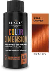 Luxoya COLOR DIMENSION - Ápoló és ragyogást fokozó hajszínező 8.34/8GC - 60 ml