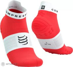 Compressport Pro Racing Socks v4.0 Run Low zokni, fluo piros/fehér (T2 (EU 39-41))