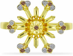  Arannyal Bevont Ezüst Gyűrű Pezsgő Gyémánttal és Fehér Gyémánttal, Y58449/57