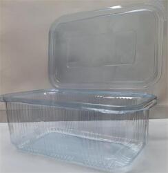 Ételtároló doboz, egybefedeles, újrahasznosított műanyag, szögletes, 1000 ml, 100 db, "Party", víztiszta 1020030230 (1020030230)