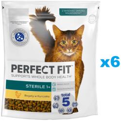 Perfect Fit Sterile 1+ 6x750 g csirkében gazdag száraz teljes értékű eledel felnőtt macskák számára