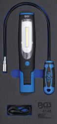 BGS technic Szerelőlámpa + mágneses felszedő szerszámos kocsiba habtálcás - 1/3 - (9-4146)