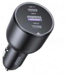 UGREEN EC705 autós gyorstöltő (130W, 5A, 1 x USB-A, 2 x USB-C) Szürke