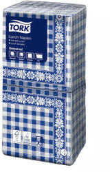 Tork szalvéta Lunch Universal KÉK CHECK 1r. , 1/4 hajtás, 33X32cm, 500db/csg, 10csg/karton (11105)