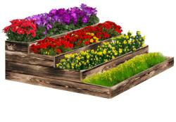 AtmoWood 4-emeletes fa virágágyás 120 x 120 x 40 cm - égetett felület