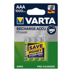 VARTA 5703 akkumulátor AAA, NiMH akkumulátor, mini ceruza, 1000 mAh kapacitás, RTU - feltöltött és használatra kész, 4 db/csomag (5703)
