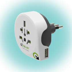 Q2POWER 1.100190 utazóadapter, World to Italy USB, indulási ország: AUS/CHINA, IT, UK, CH, BRAZIL, USA, EURO, célország: IT, USB port (1_100190)