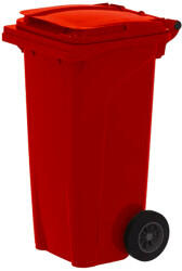 KZIWEB Háztartási kuka 120L-es, piros, kerekes, műanyag - Urban [TM] : Kuka kialakítása: - Kerekes, Szín: - Piros, Űrtartalom: - 120 Literes