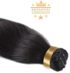 HairExtensionShop Prémium Tresszelt Póthaj Hajhosszabbításhoz Natúrfekete 60cm (Szín #1b) (VW601b)