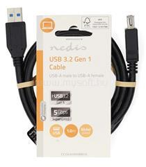 Nedis CCGL61010BK10 USB kábel, USB 3.2 Gen 1, USB-A apa USB-A anya, 5 Gbps, Nikkelezett, 1, 00 m, kerek, PVC, (CCGL61010BK10) (CCGL61010BK10)