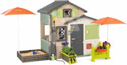 Smoby Căsuța Prietenilor pentru grădinari, în nuanțe naturale, Friends House Evo Playhouse Life Smoby cu set meteorologic detașabil (SM810251-2S) Casuta pentru copii