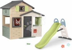 Smoby Set căsuța Prietenilor cu ușă mare și tobogan de 2 metri Friends House Evo Playhouse Smoby extensibil cu apă (SM810206-1) Casuta pentru copii
