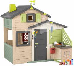 Smoby Căsuța Prietenilor cu chicinetă în nuanțe naturale Friends House Evo Playhouse Life Smoby cu kit meteorologic extensibil (SM810251-2B) Casuta pentru copii