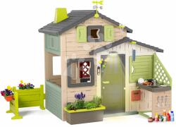 Smoby Casă Prietenilor cu grădină de plante aromatice și lampă Friends House Evo Playhouse Life Smoby cu bucătărie în tonuri naturale extensibilă (SM810251-2V) Casuta pentru copii