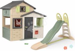 Smoby Set căsuța Prietenilor cu ușă mare și tobogan de 2, 3 metri Friends House Evo Playhouse Smoby extensibil cu apă (SM810206-2) Casuta pentru copii