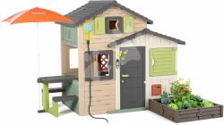 Smoby Căsuța Prietenilor cu măsuță și umbrelă în culori elegante Friends House Evo Playhouse Smoby extensibilă (SM810251-R) Casuta pentru copii