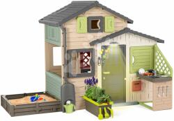 Smoby Căsuța Prietenilor cu bucătărie lângă grădina cu flori de sub lampă Friends House Evo Playhouse Smoby în culori elegante extensibilă (SM810251-L) Casuta pentru copii
