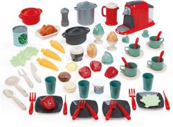Ecoiffier Set de prânz cu alimente în cutie 100% Chef Écoiffier cu oale și aparat de cafea 70 de accesorii de la 18 luni (ECO12698) Bucatarie copii