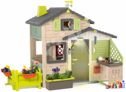 Smoby Căsuța Prietenilor cu bucătărie și kit meteorologic Friends House Evo Playhouse Life Smoby din culori naturale, expandabilă (SM810251-2Z) Casuta pentru copii