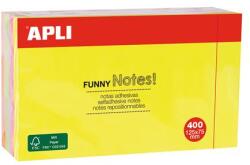 APLI Bloc de notițe autocolante, 125x75 mm, 400 de foi, APLI "Funny", neon 13438 (13438)