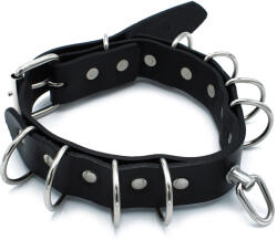 Kiotos Leather Collar Multi-D-Rings Black