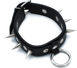 Kiotos Leather Spiked Collar with O-Ring Black