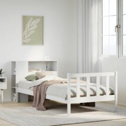 vidaXL fehér tömör fenyőfa könyvespolcos ágy matrac nélkül 90 x 190 cm (3321679)