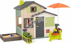 Smoby Házikó Jóbarátok nagy kerttel elegáns színekben Friends House Evo Playhouse Smoby bővíthető (SM810251-Y)